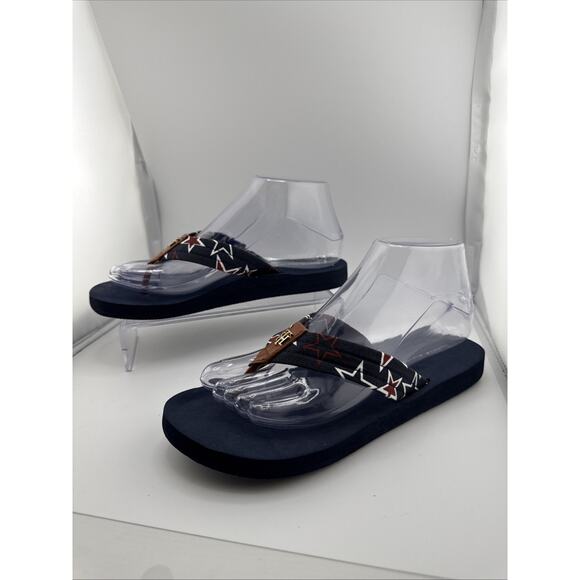 Tommy Hilfiger COSMONA Stars Blue Thong Flip-Flops Women's Sandals Size 7M‎ NEW - Picture 5 of 6